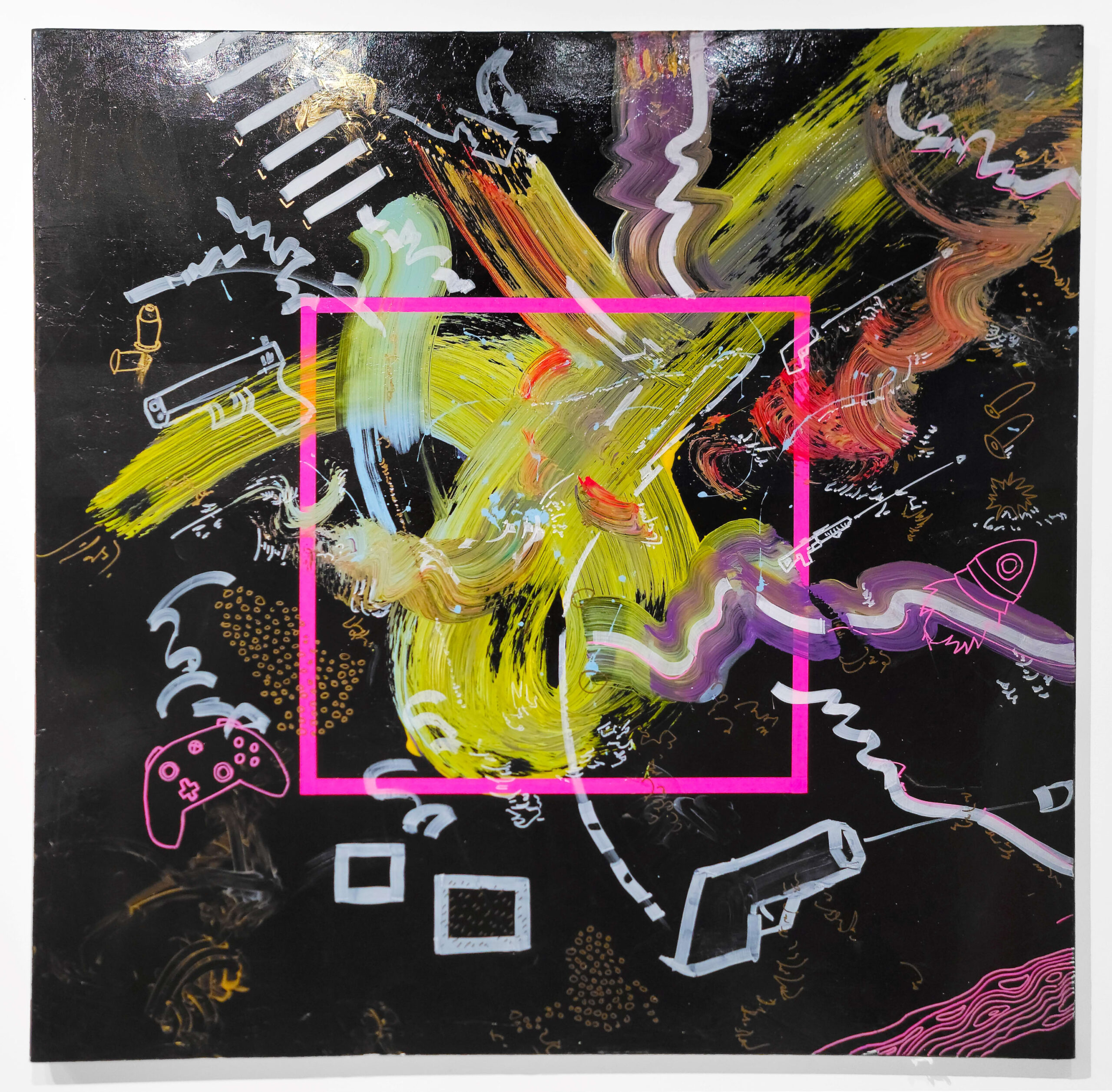 Chukwuemeka Anthony Chukwu, Sub-line, 2022, acrylic, ink and tapes on canvas