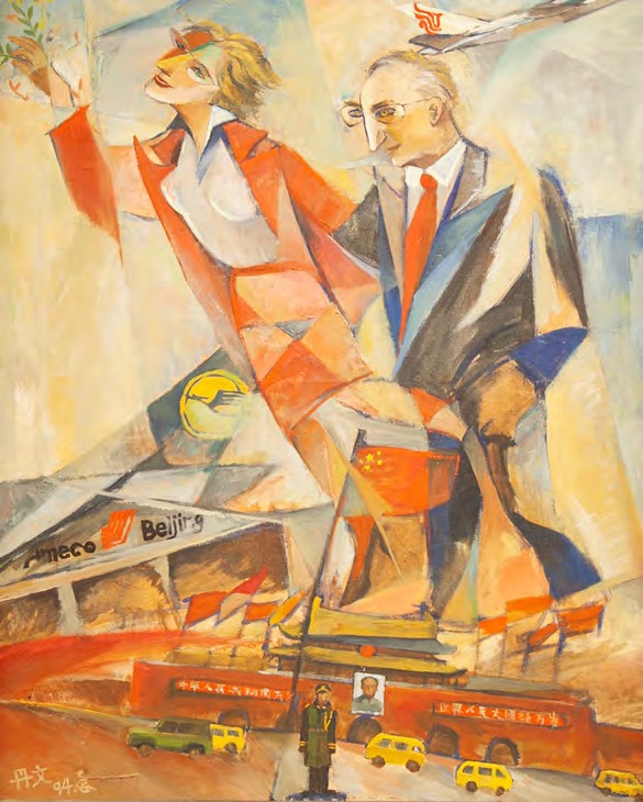 Danwen Xing, Walk in Heaven over Tiananmen, 1994, oil on canvas