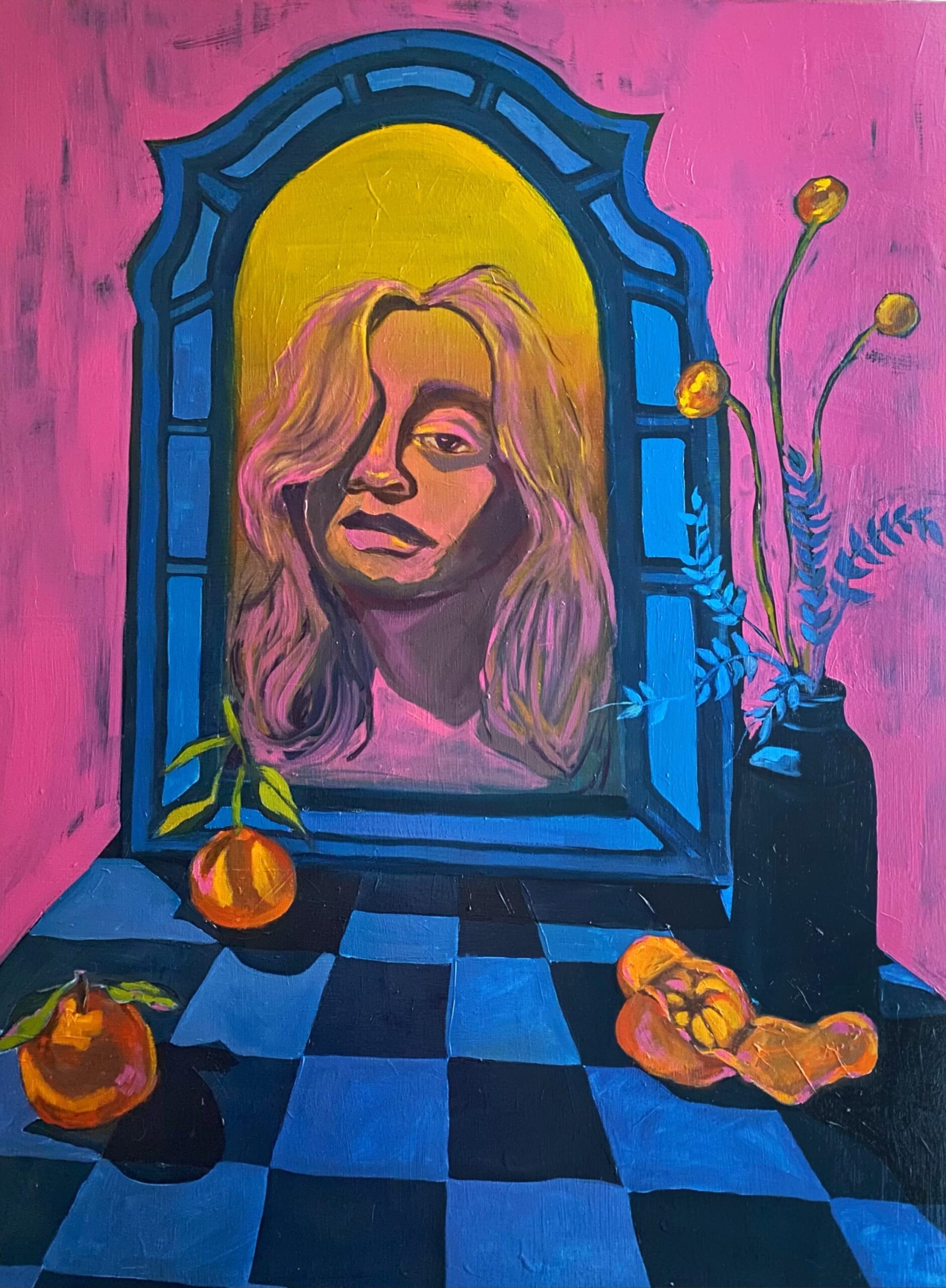 Frances Matassa, Bubble Gum and Orange Juice, 2021, acrylic and oil on canvas