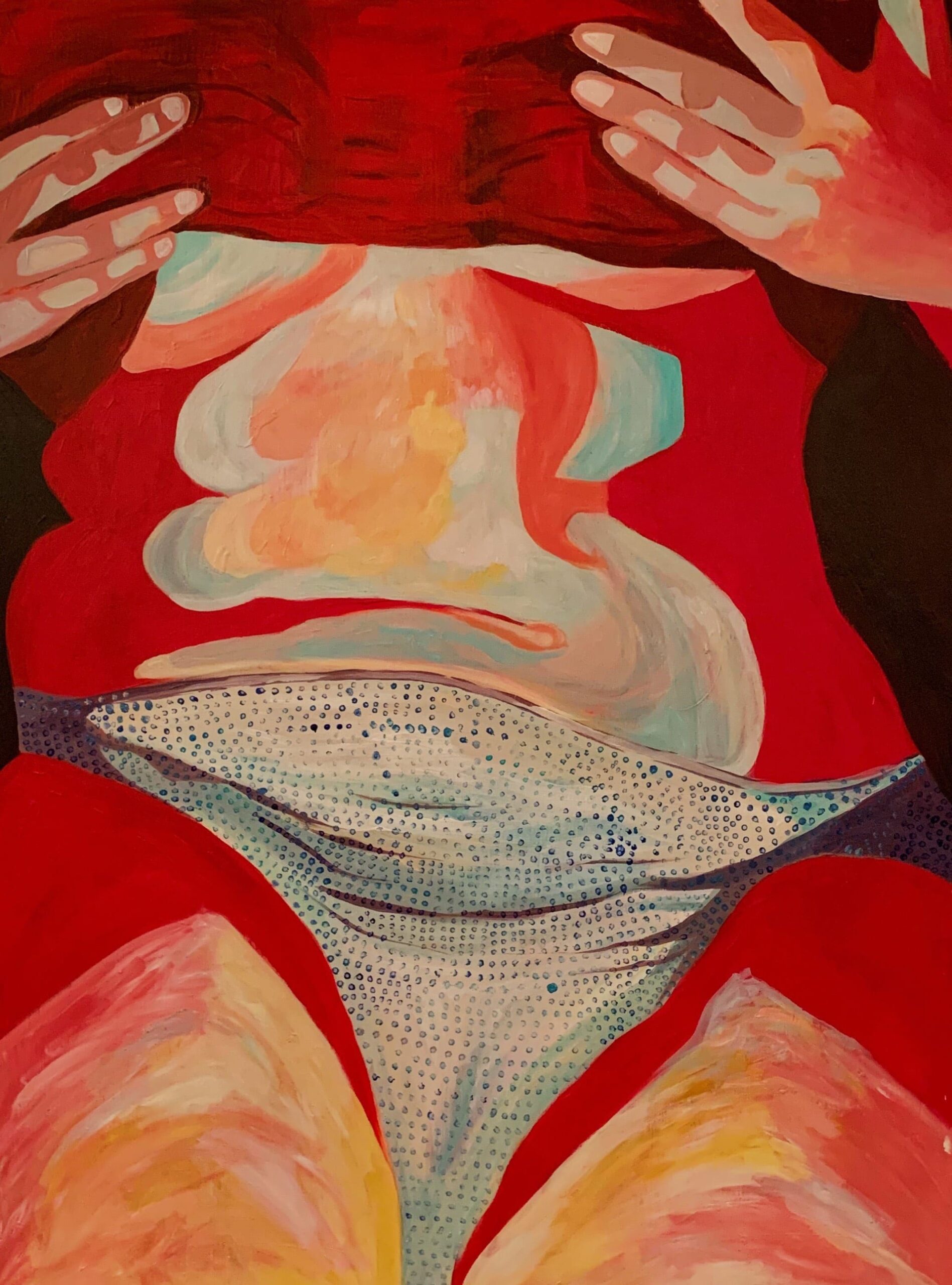 Frances Matassa, Red Haze, 2019, acrylic on wood board
