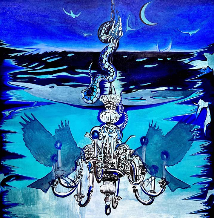 Jingqi Wang, Broken Blue, 2023, oil and acrylic on canvas