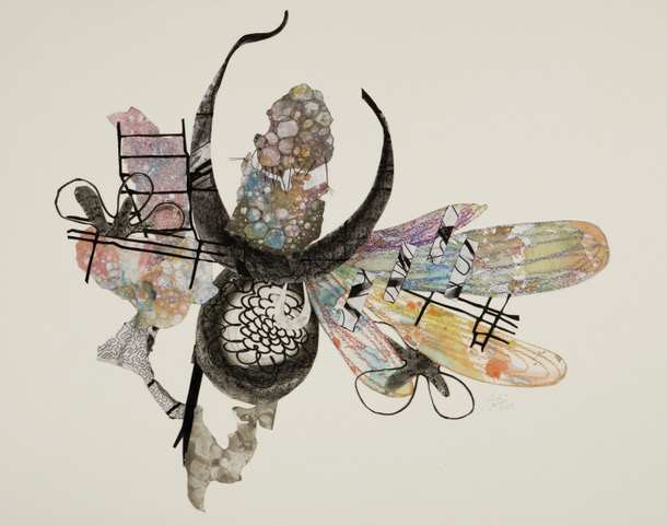 Julia Shen, Untitled, 2023, mixed medium, collaged on paper