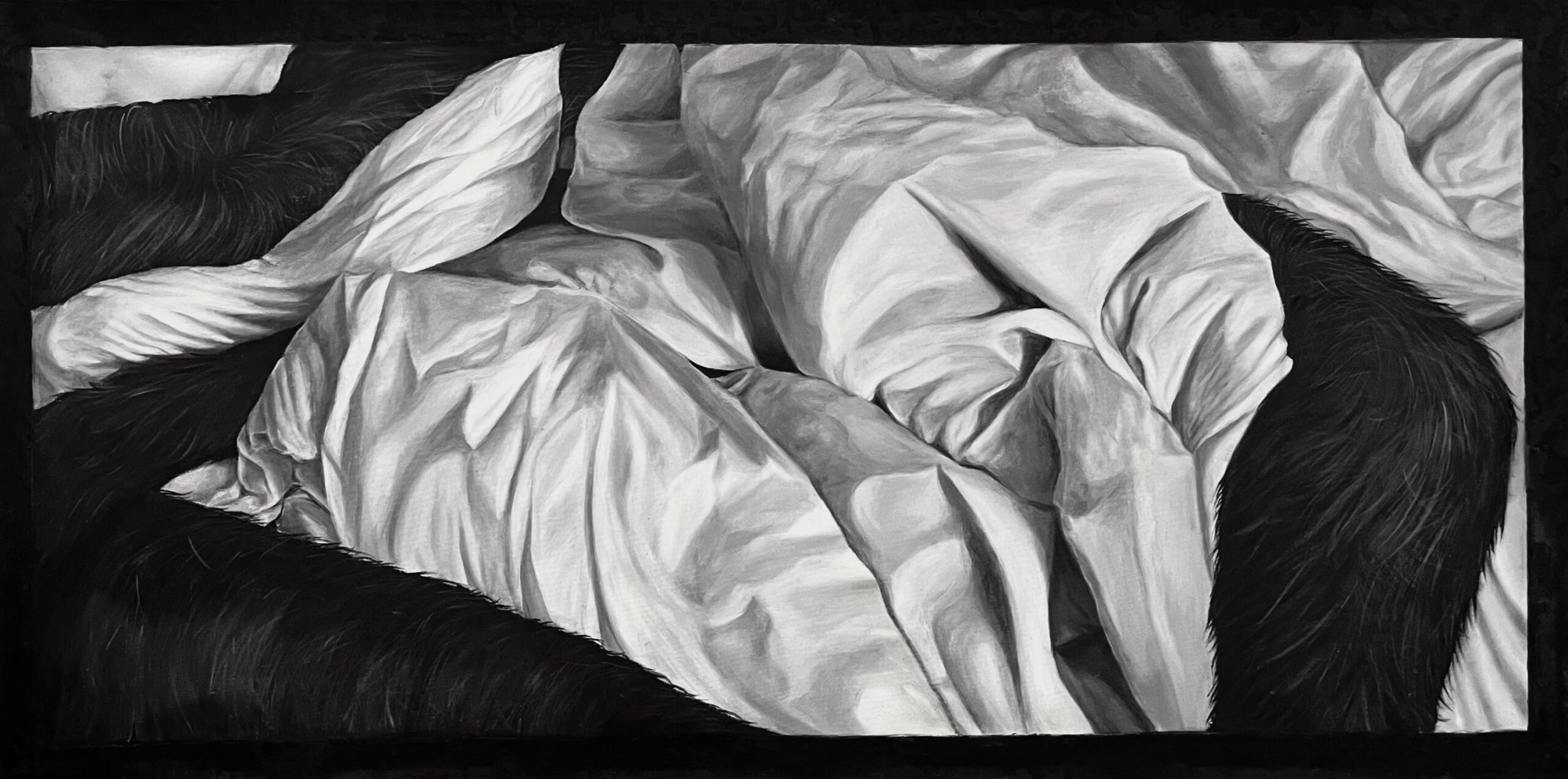 Se Young Yim, I hide tulips within my neck, 2023, acrylic on canvas