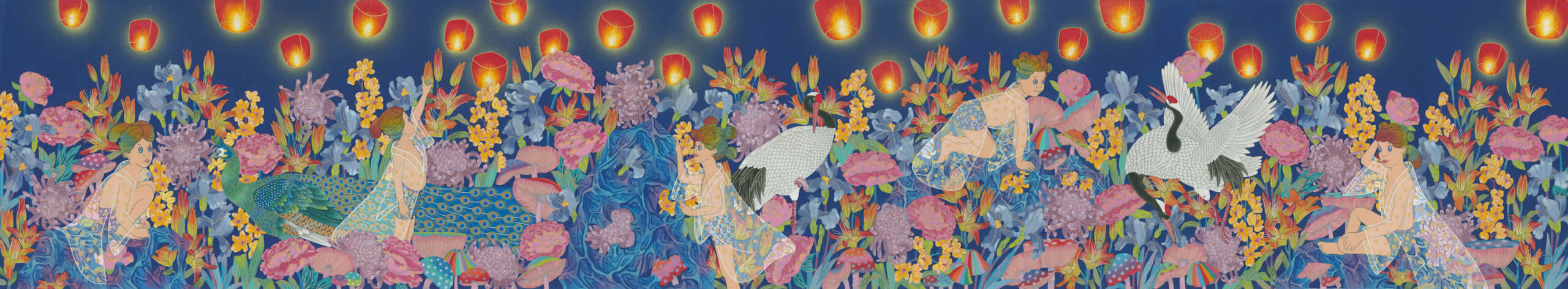 Tianlian Liu, Fire Lantern, 2022, color on silk