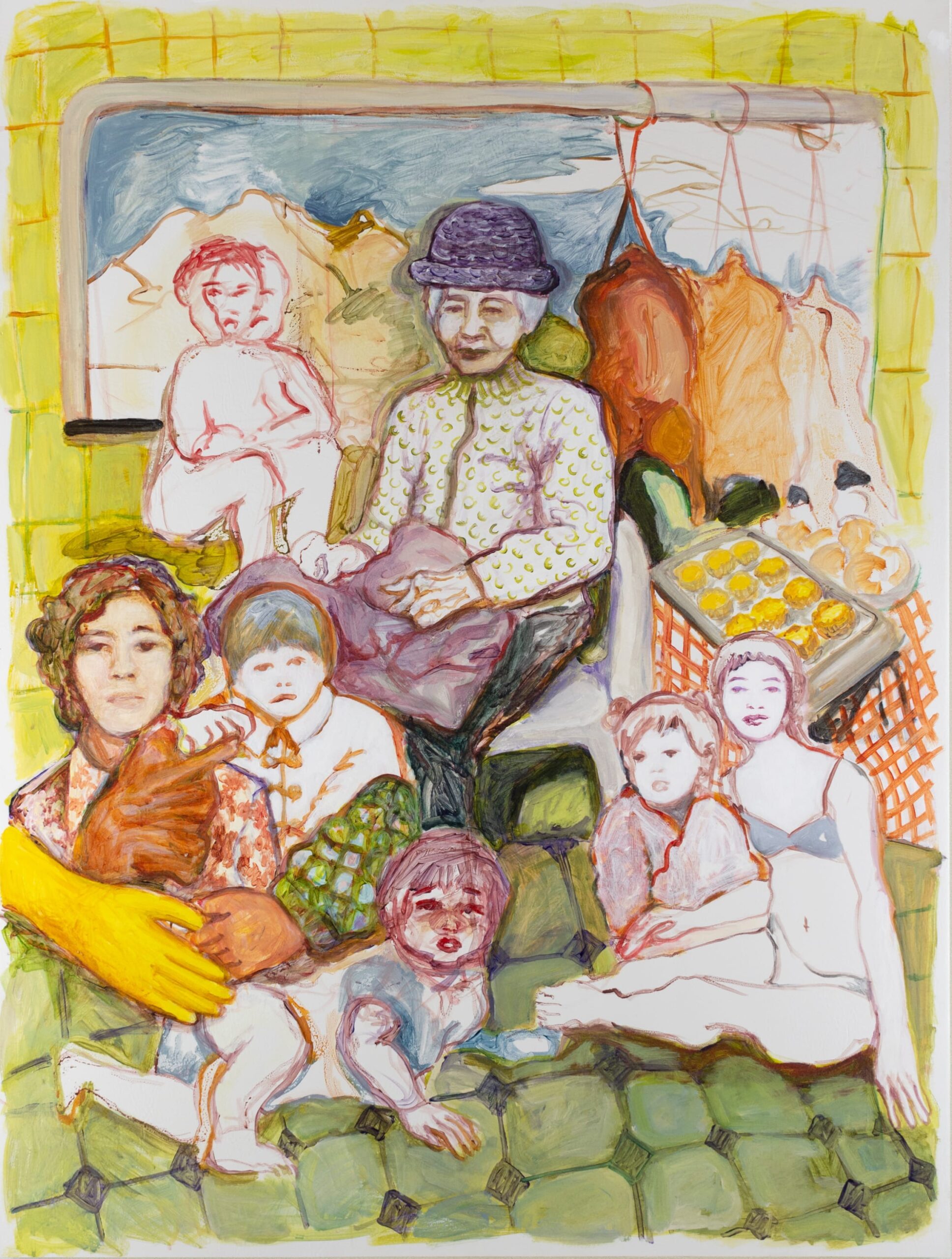 Von Hyin Kolk, Dahn Taht Day, 2020, acrylic on faux leather vinyl