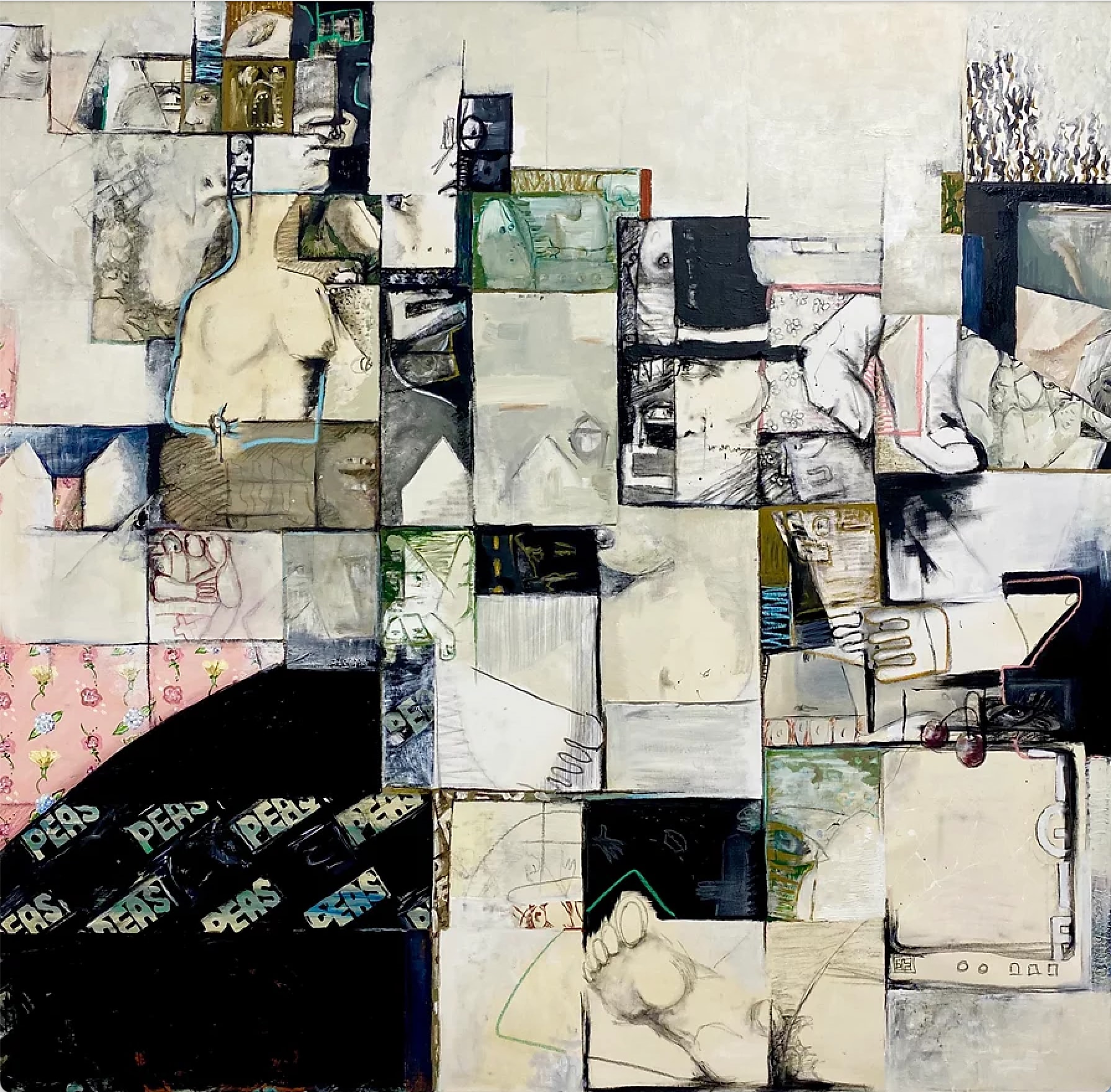 Wes Aderhold, Cul-de-Sac, 2021, acrylic, oil pastel, charcoal on canvas