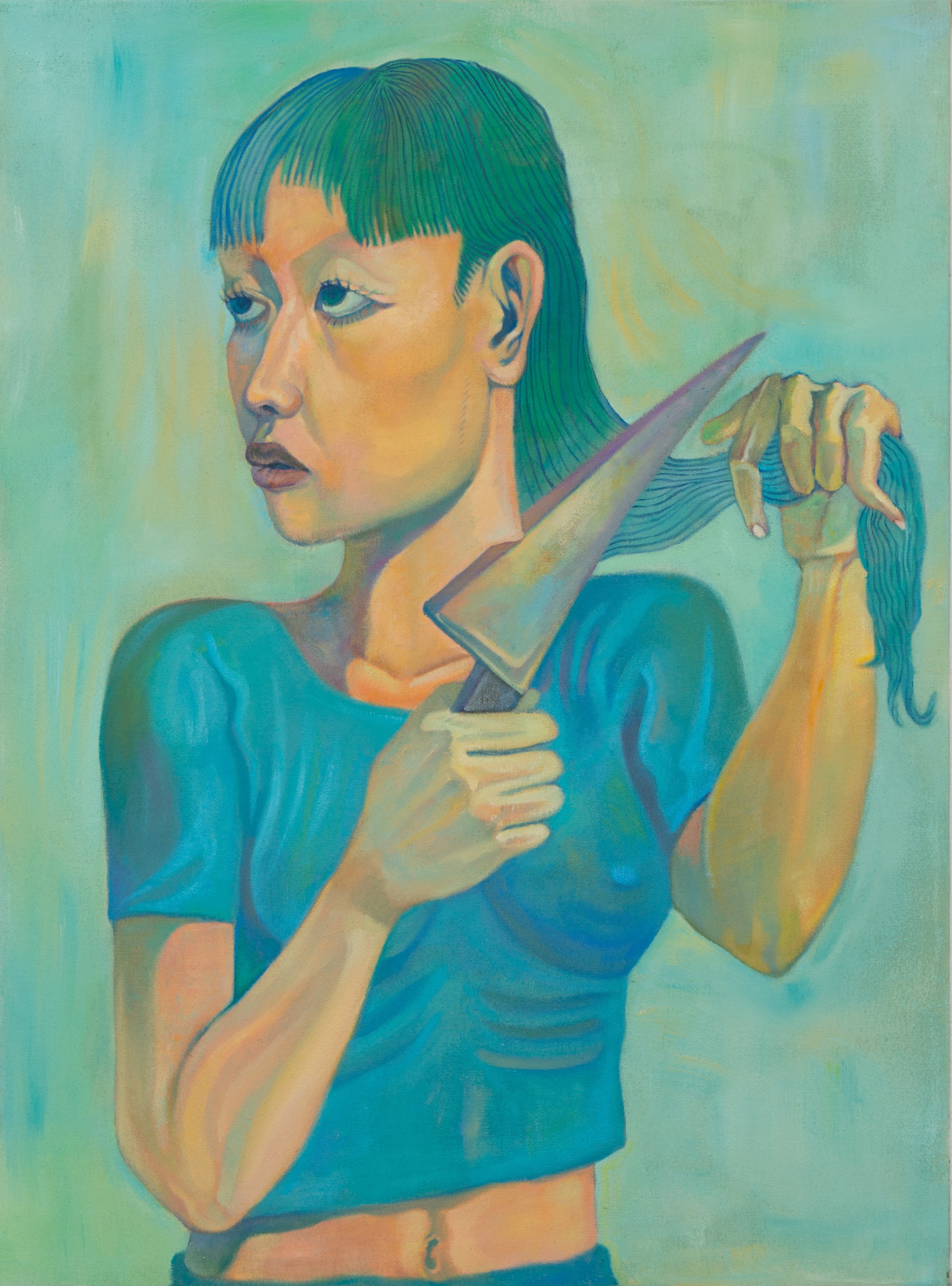 Xiangni Song, Hair Cut, 2022, oil on canvas