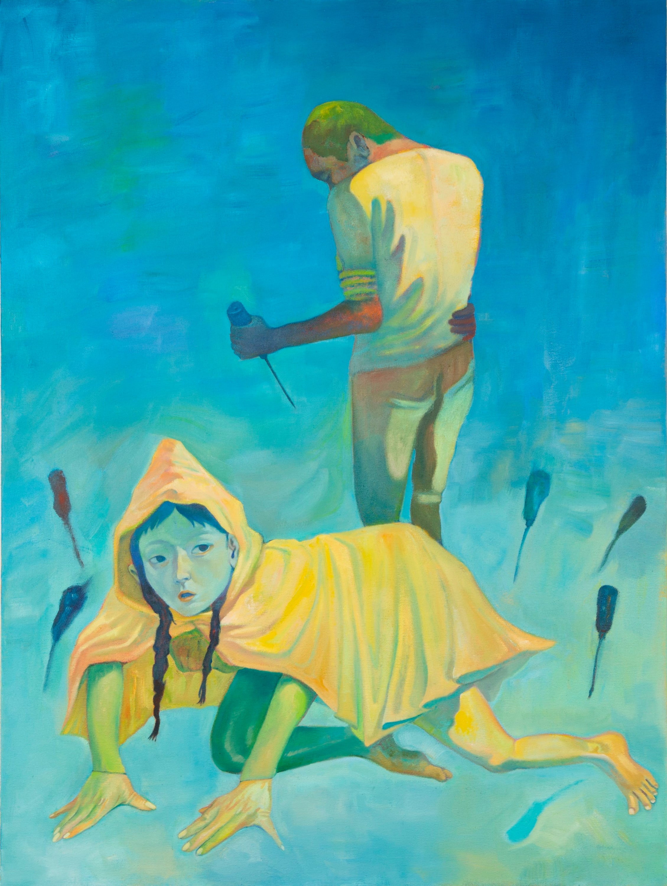 Xiangni Song, Yellow Raincoat, 2022, oil on canvas
