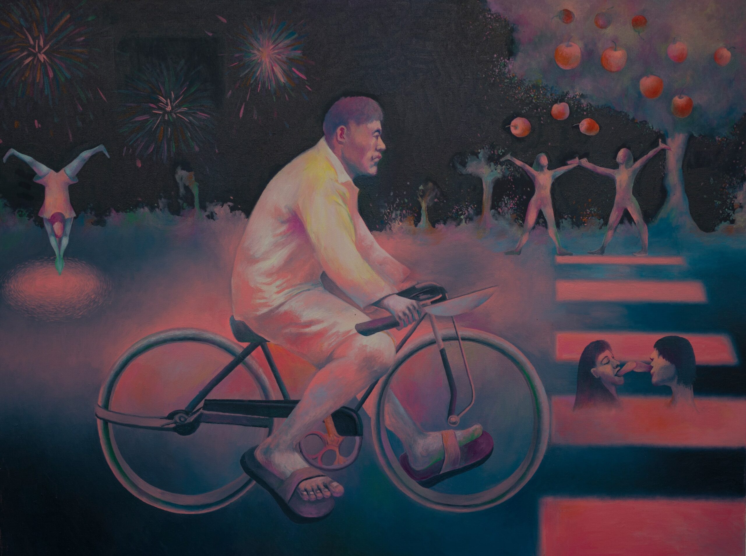 Xinyu Wo, It’s a Wonderful Wonderful Life, 2022, oil on canvas
