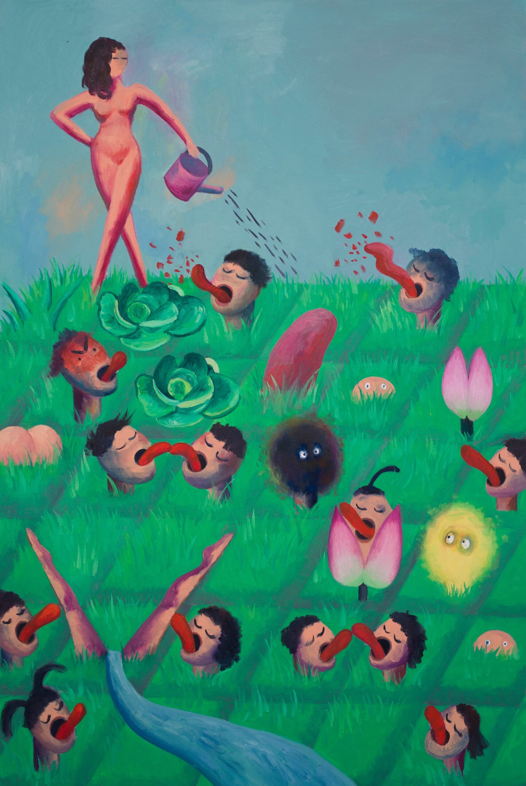 Xinyu Wo, Miss Wonderful’s Incredible Garden, 2022, oil on canvas