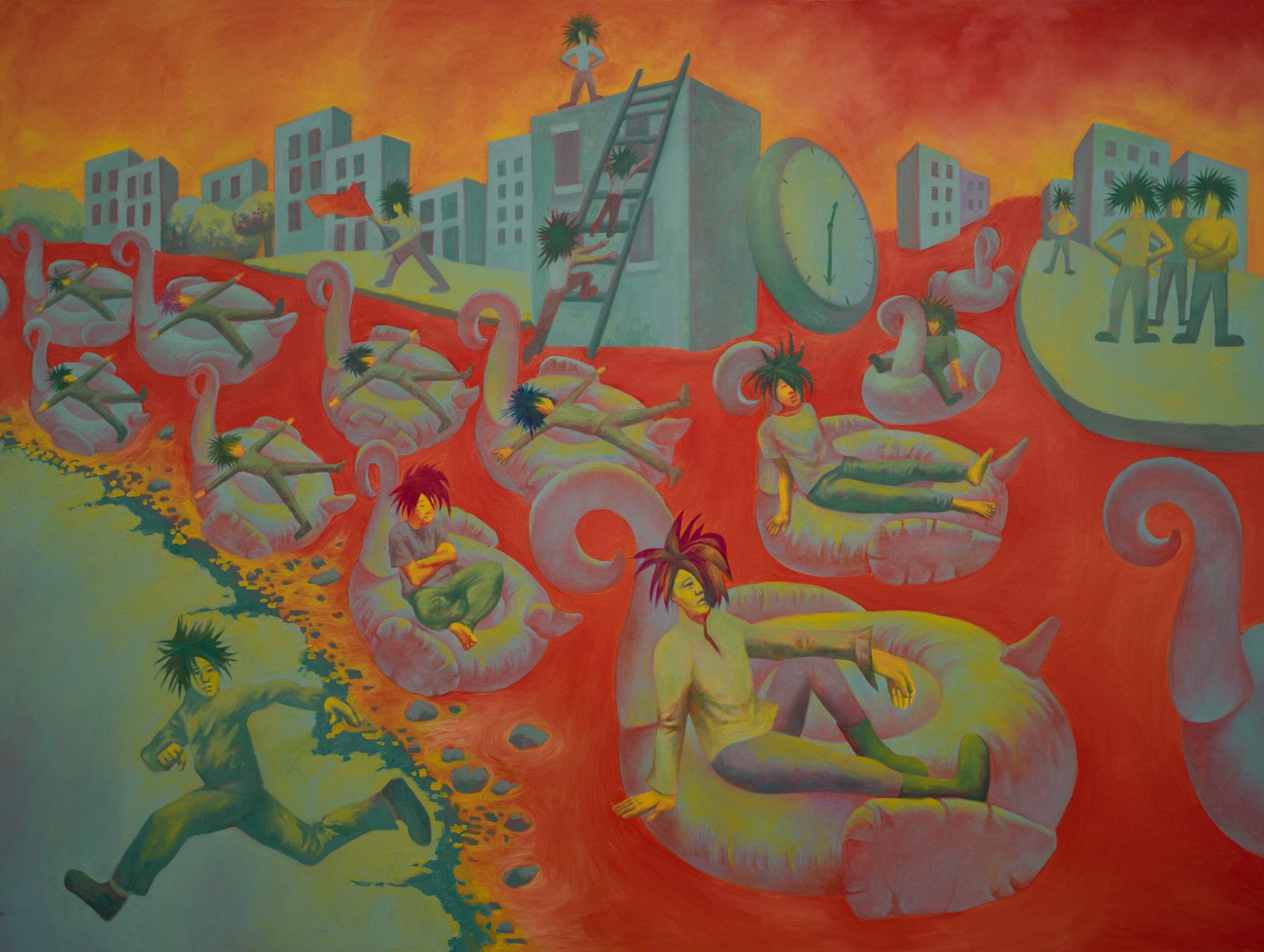 Xinyu Wo, The Last Eastern Hippie Series 1, 2022, oil on canvas