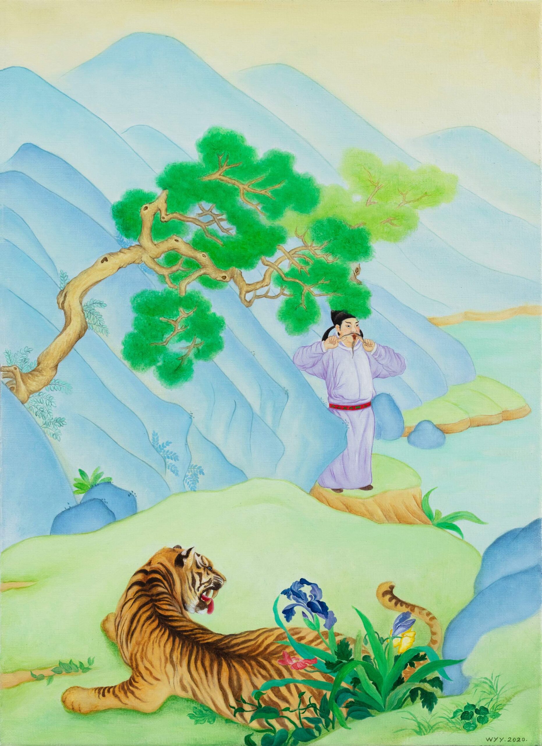 Yangyang Wei, Tease the Tiger, 2020, oil on canvas
