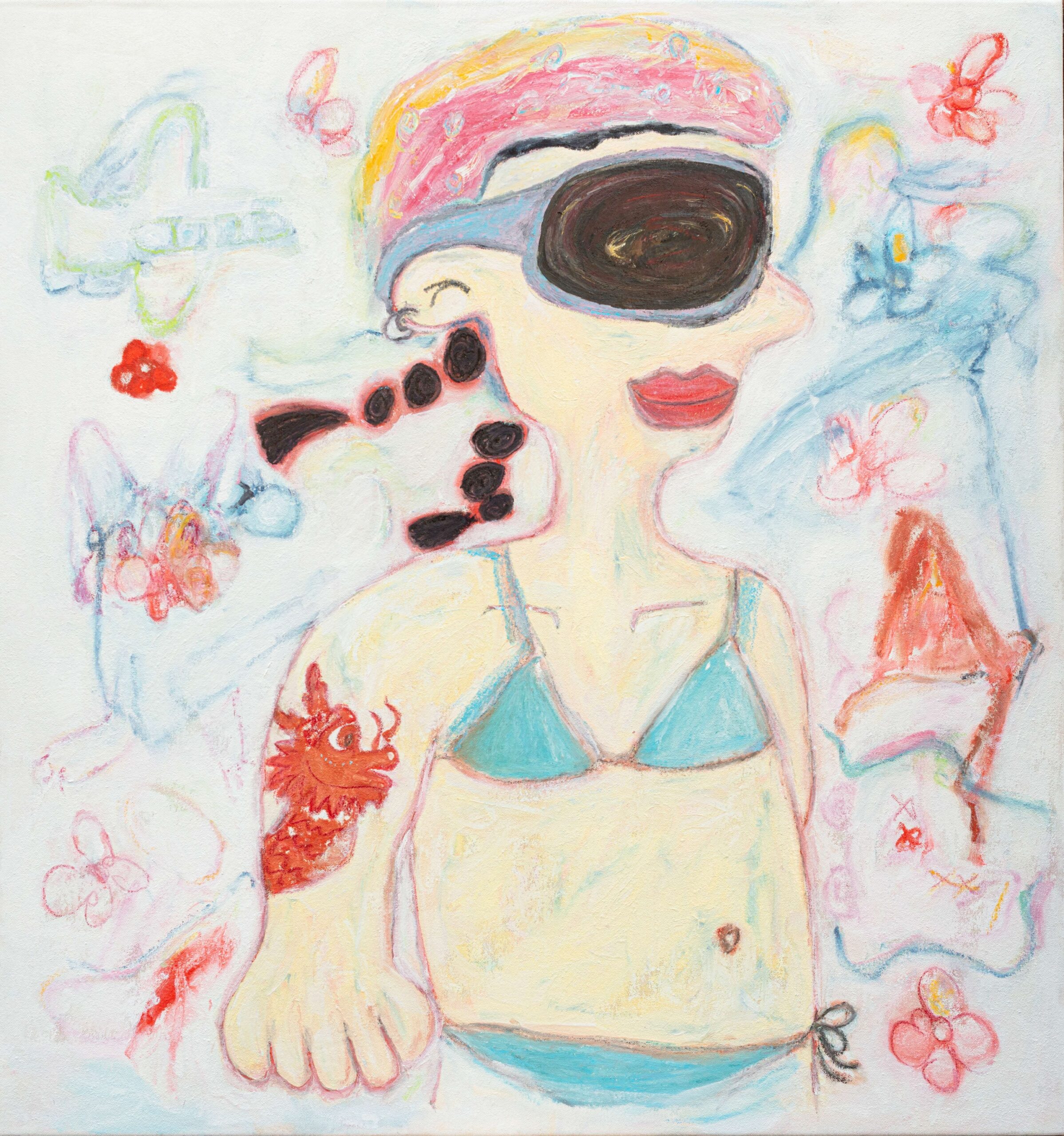 Yanmei Jiang, Untitled 01, 2023, oil and oil pastels on canvas