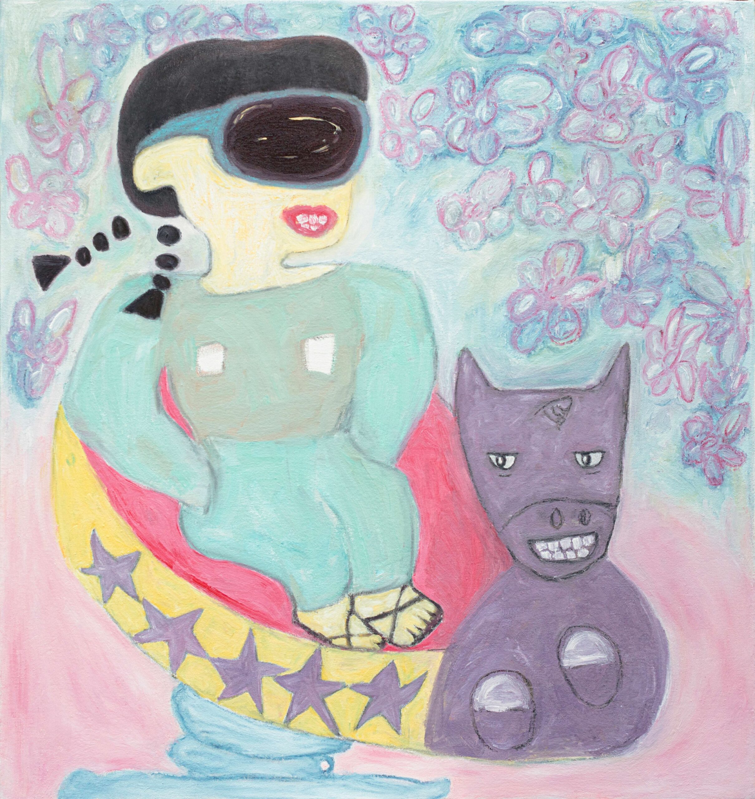 Yanmei Jiang, Untitled 02, 2023, oil and oil pastels on canvas