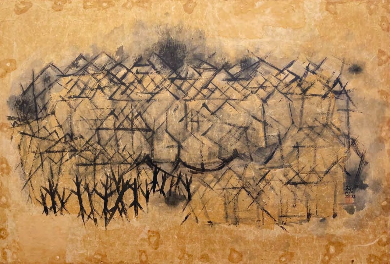 Yu-ho Tseng, Shan Ling (Mountain and Tree), 1959, mixed media