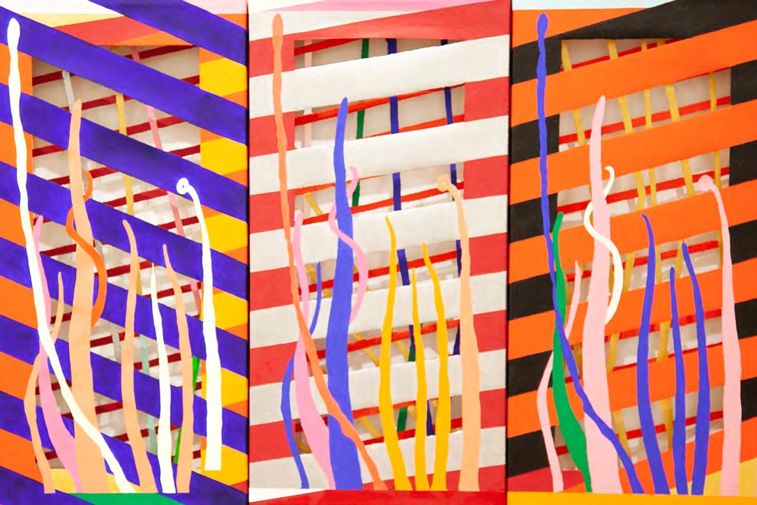 Zelene Jiang Schlosberg, Voices, 2023, acrylic, thread and canvas