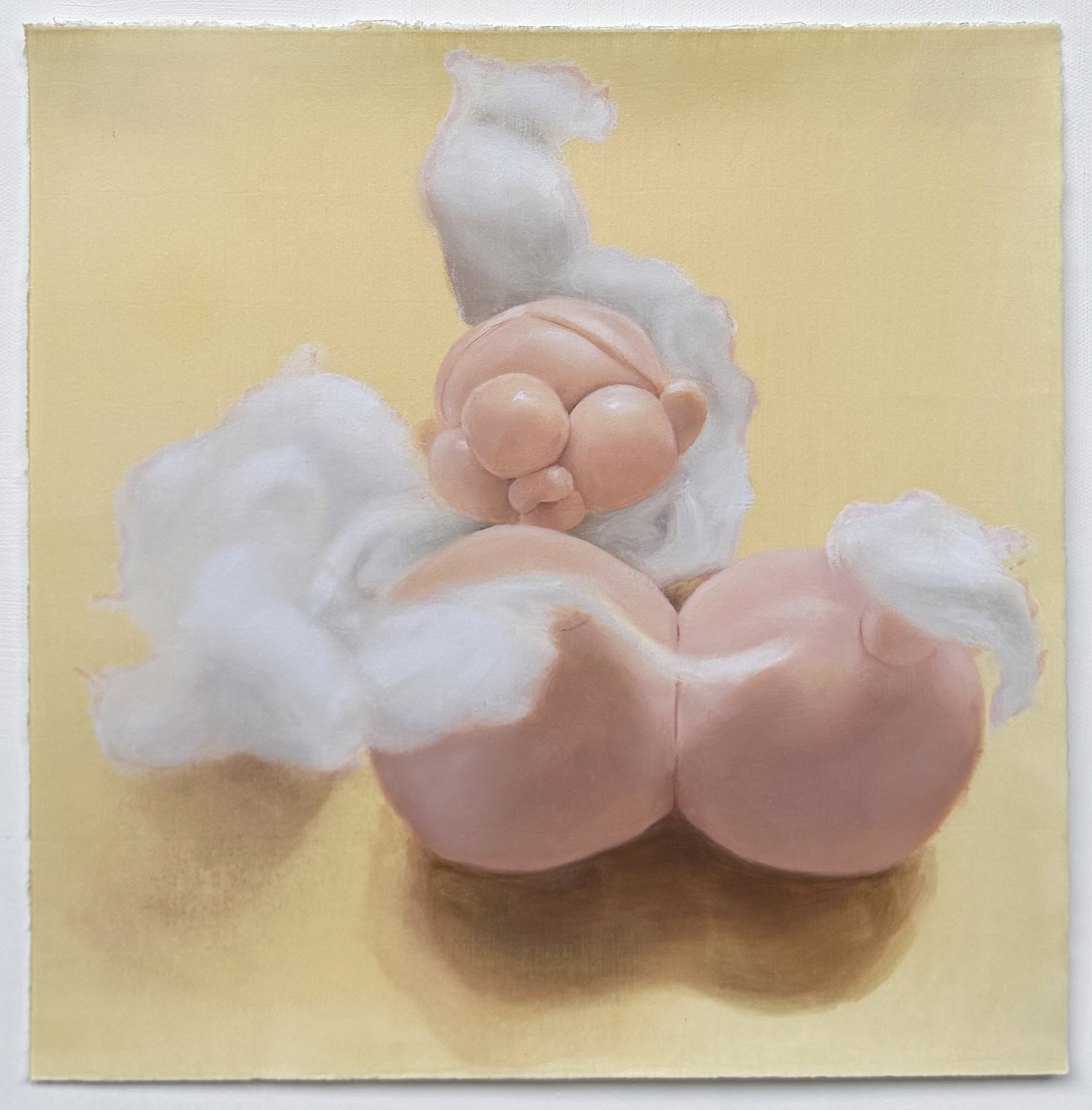 Ally Cotton, Angel Baby, 2026, oil on shellacked paper
