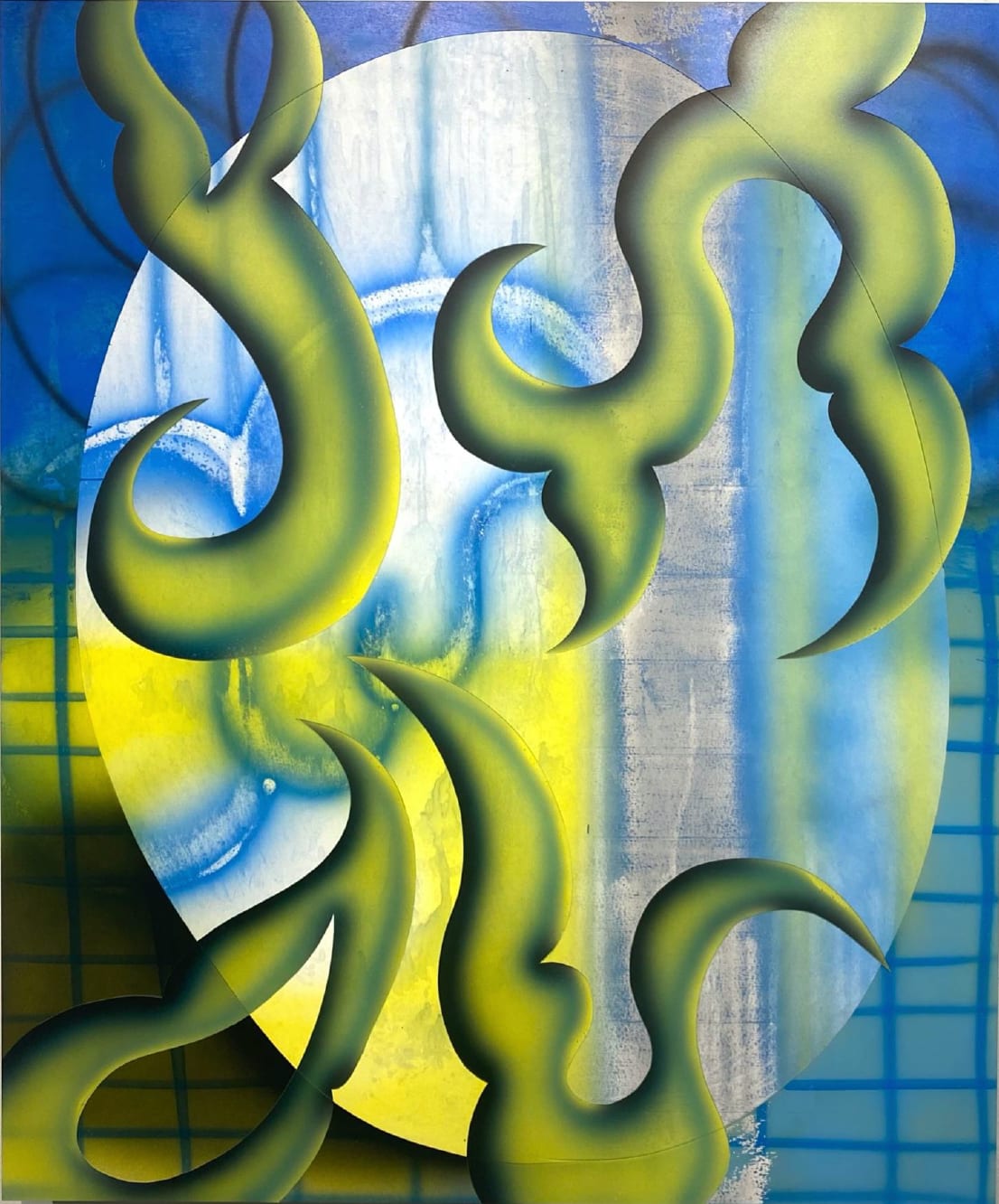 Feyzi Kutay Tufekci, UN63R 7H3 5P07L19H7, 2022, acrylic on panel
