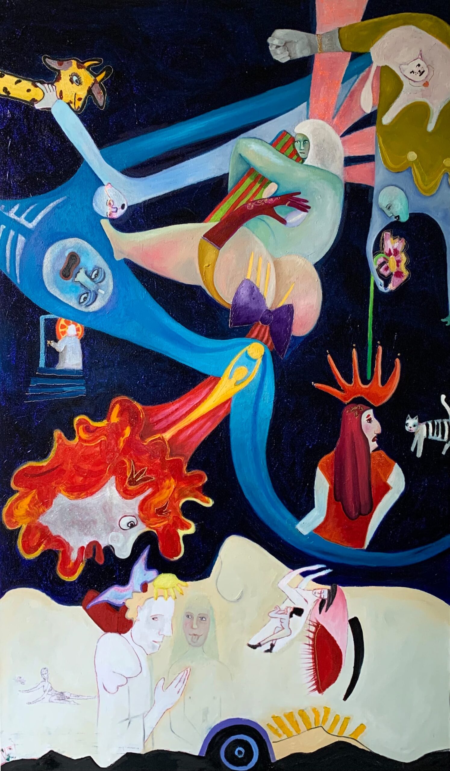 Inga Khurieva, Asleep, 2020, oil on canvas, glitter, binder