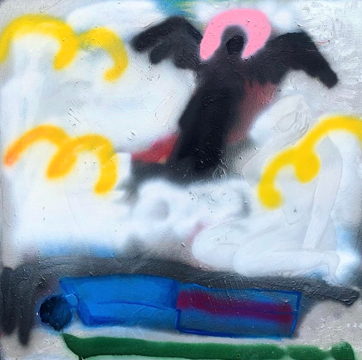 Inga Khurieva, Death, 2022, oil, spray paint on canvas