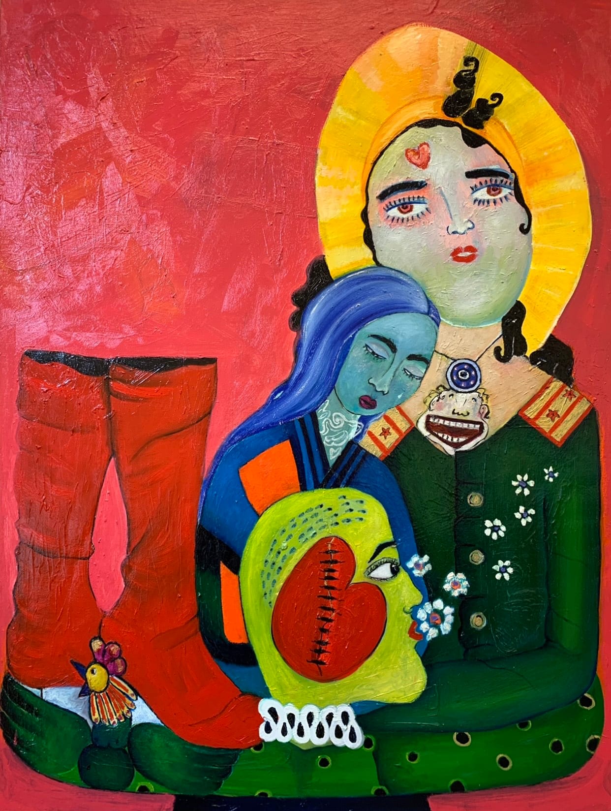 Inga Khurieva, Family portrait, my father is a ghost, 2020, oil on canvas