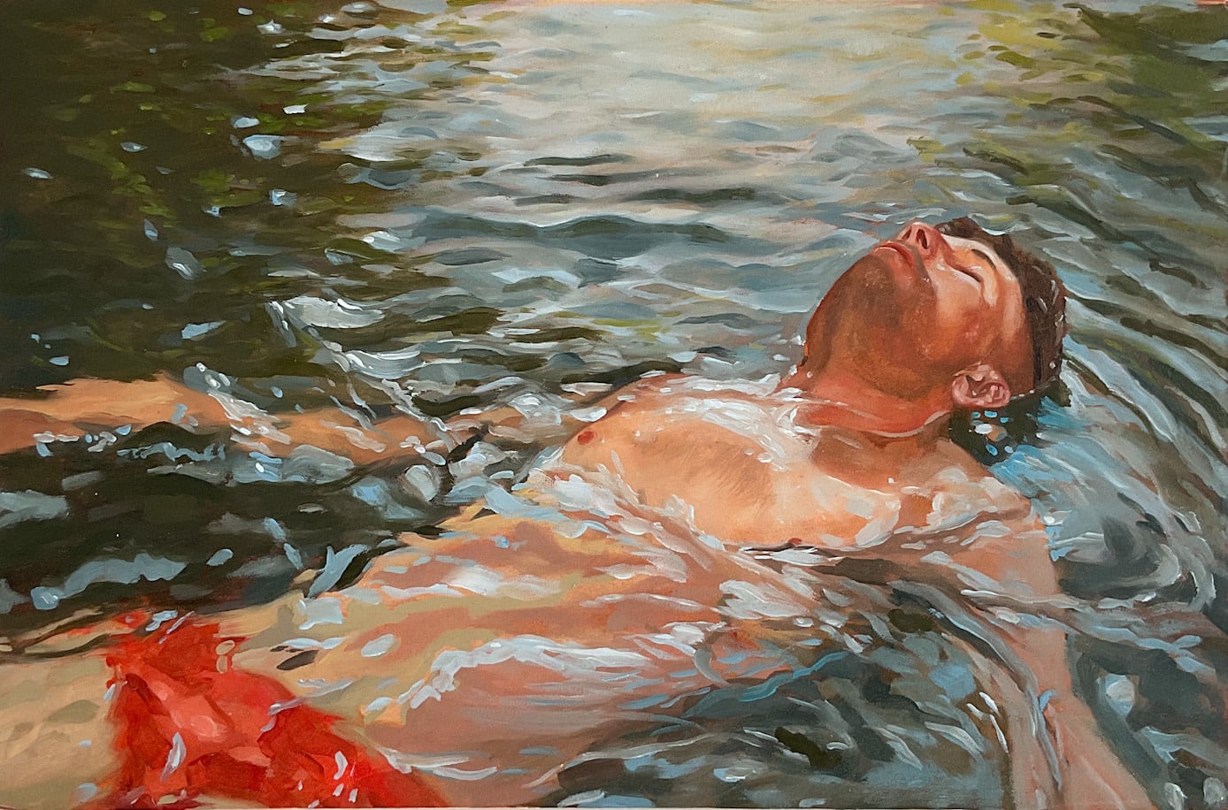 Justin Natividad, Head room, 2022, oil on wood