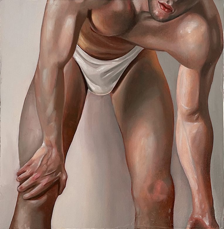 Justin Natividad, Tumblr Bait, 2022, oil on wood