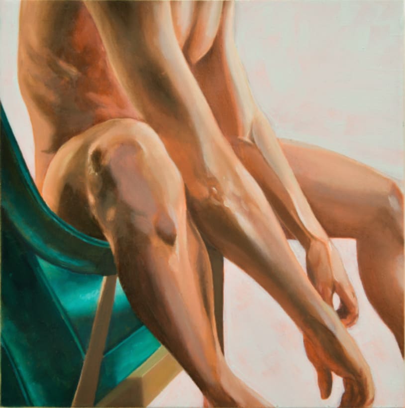 Justin Natividad, Velvet chair 2, 2022, oil on wood panel
