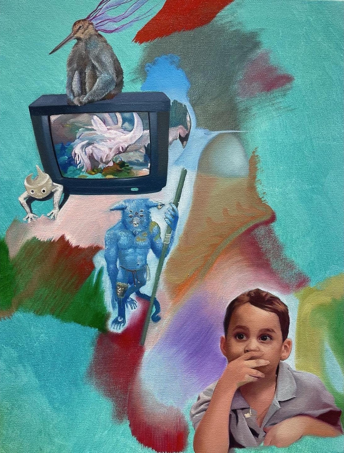 Mario Estrada, Clay and Doodles, 2022, oil on canvas