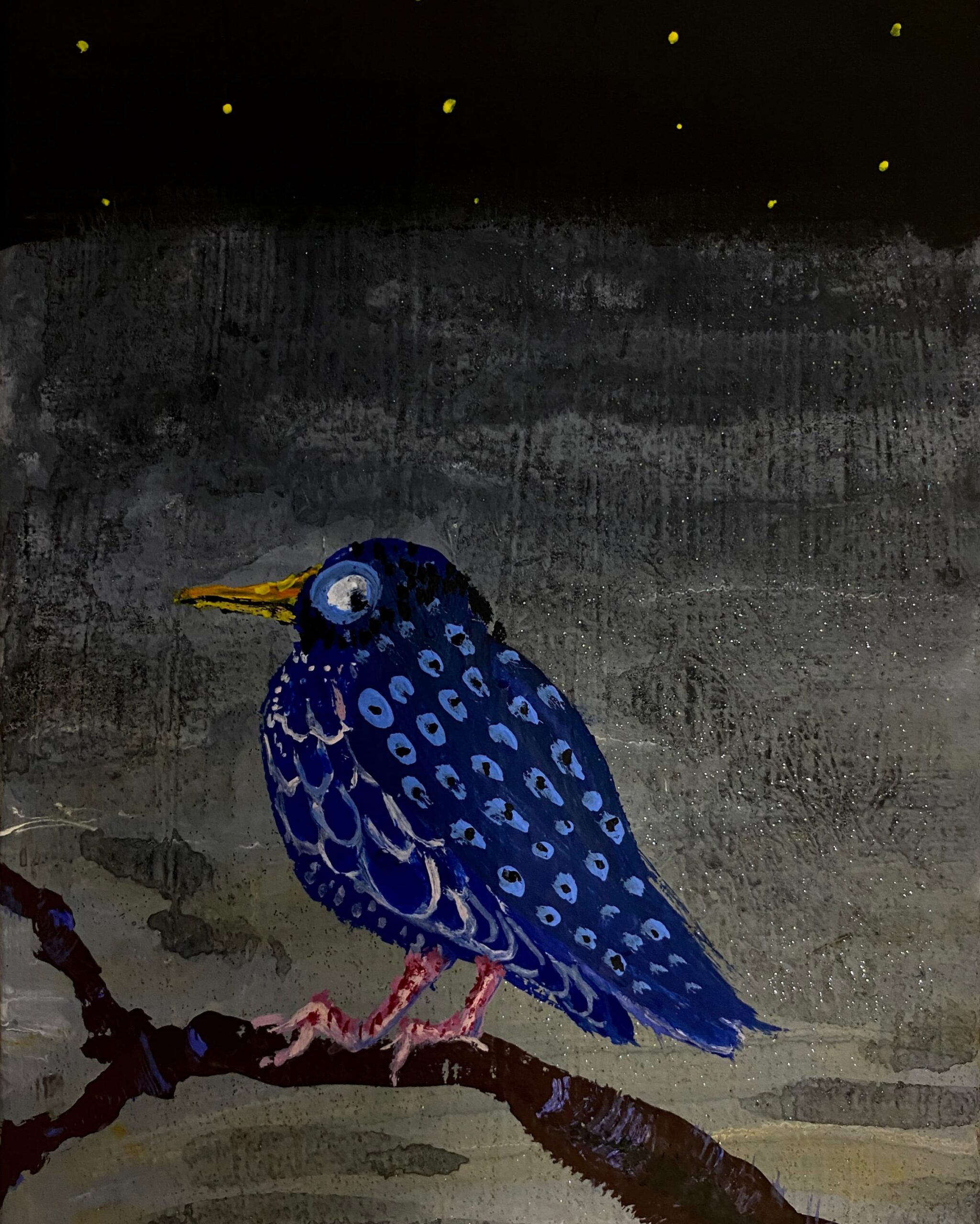 Mary DeVincentis, Bird Looking Back (as night falls), 2022, Flashe on canvas