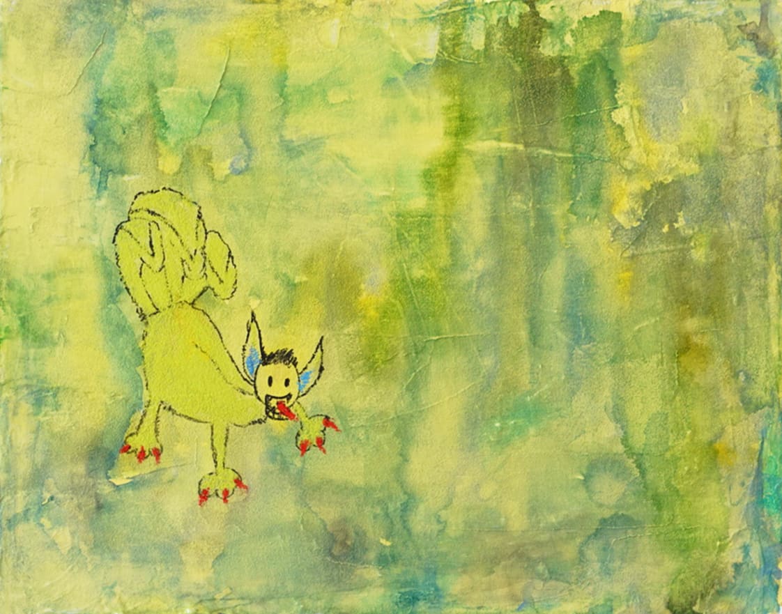 Tong Wang, The lost green, 2022, acrylic, watercolor and oil pastel on canvas