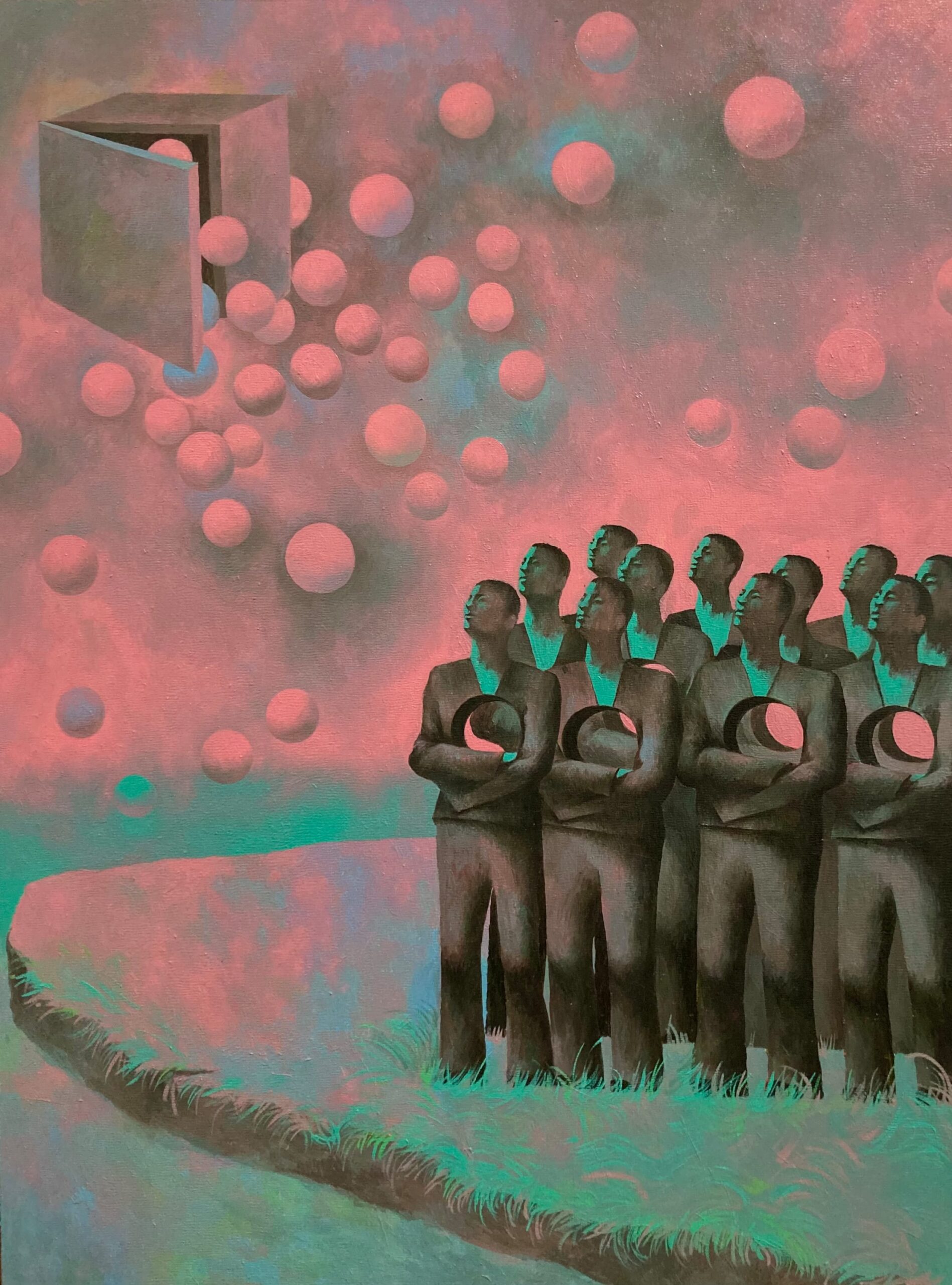 Xinyu Wo, Zero to One, 2021, oil on wood panel
